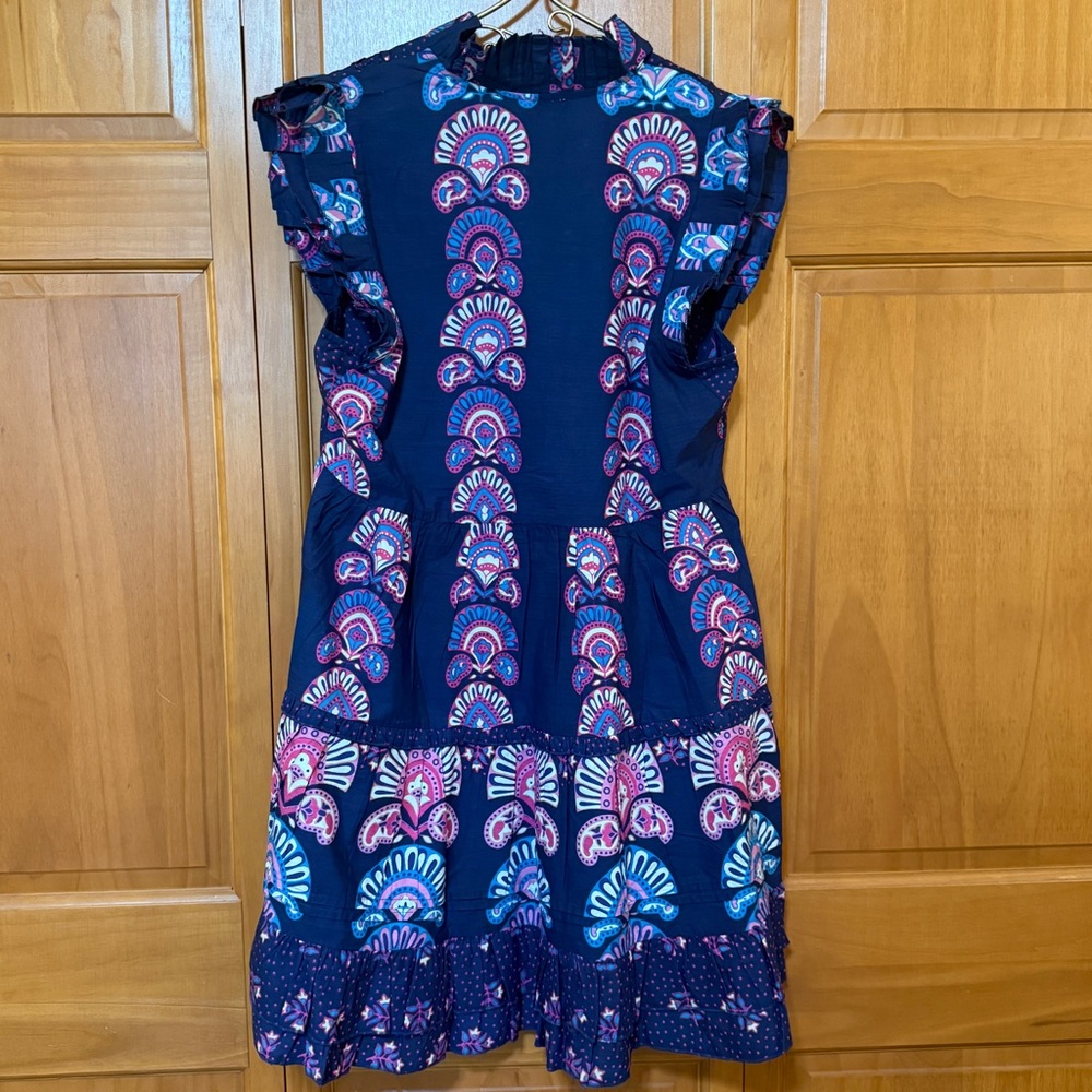 Caroline Constas Navy and Pink Ruffle Mini Dress - Picture 6 of 12